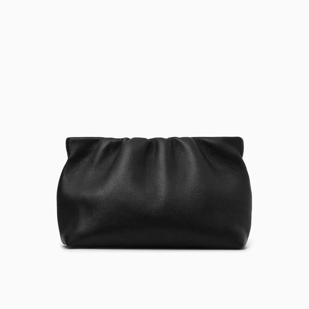 🆕 COS Gathered Leather Clutch Bag - Black NWT